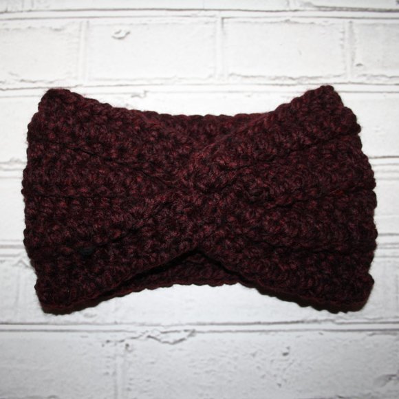 🍷✨ Red Wine Wool Blend Crochet Headband – Handmade · One Size * - Picture 1 of 4